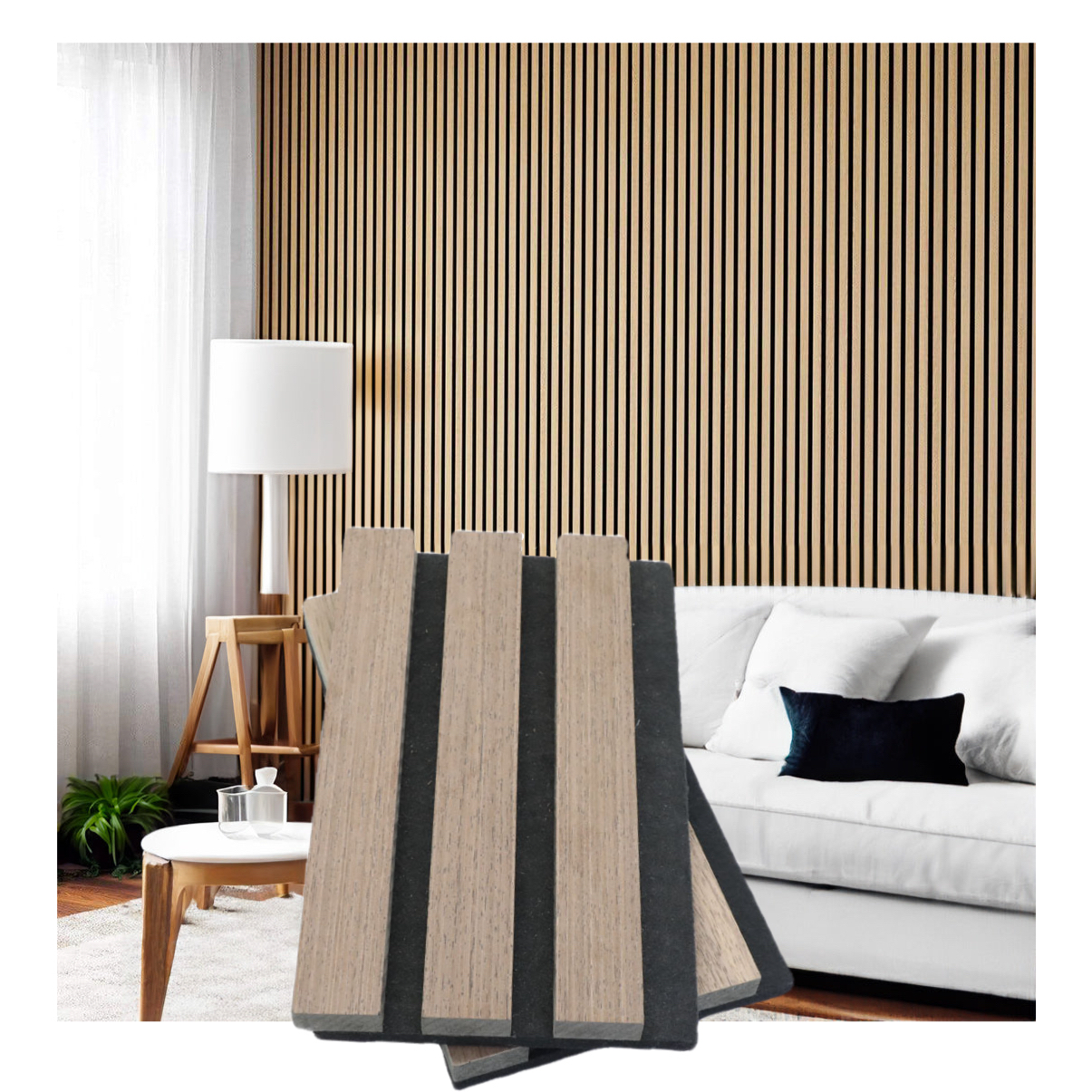 European Basic Eco-Friendly Polyester Fiber Soundproofing Slat Wooden Wall Acoustic Panel