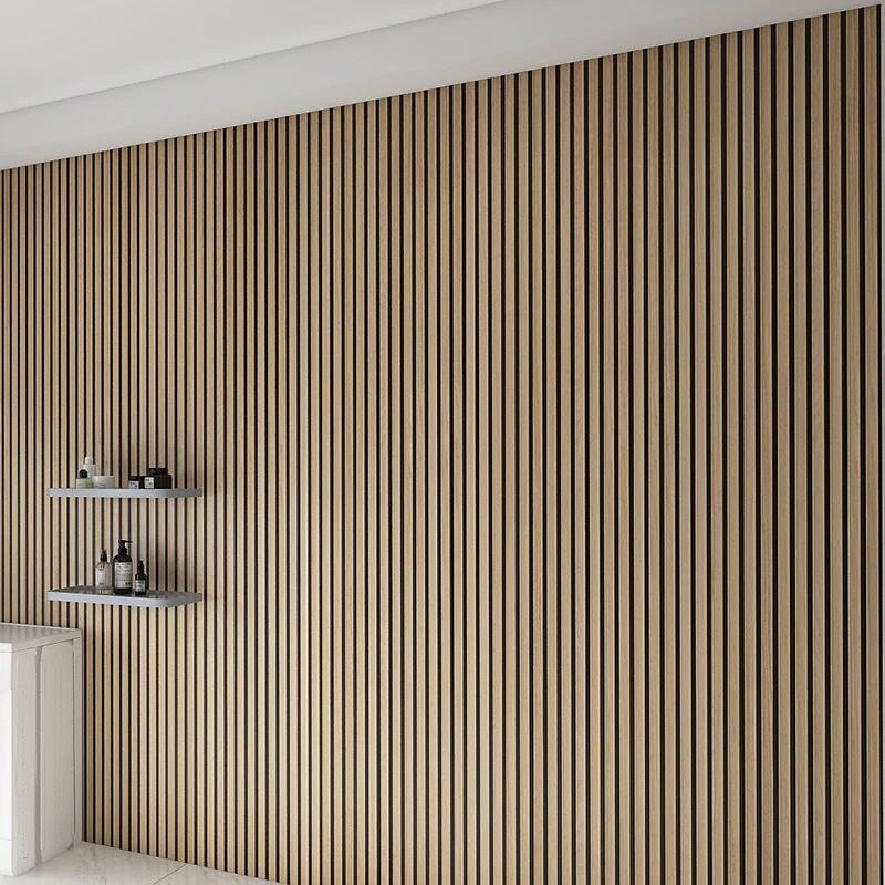 Wooden Slatted Soundproof Acoustic Pet MDF Veneer Building Material Ceiling Slat Wood Wall Panel