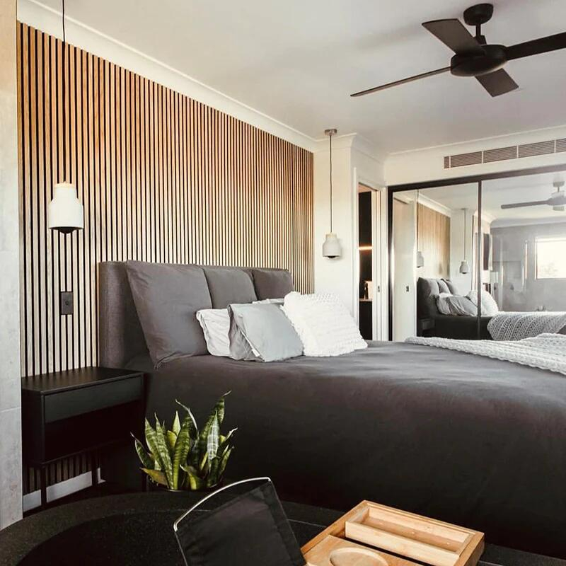 Custom Decorative Soundproof Wood Slats Wall Covering Wood Veneer Felt Sound Absorbing Panels