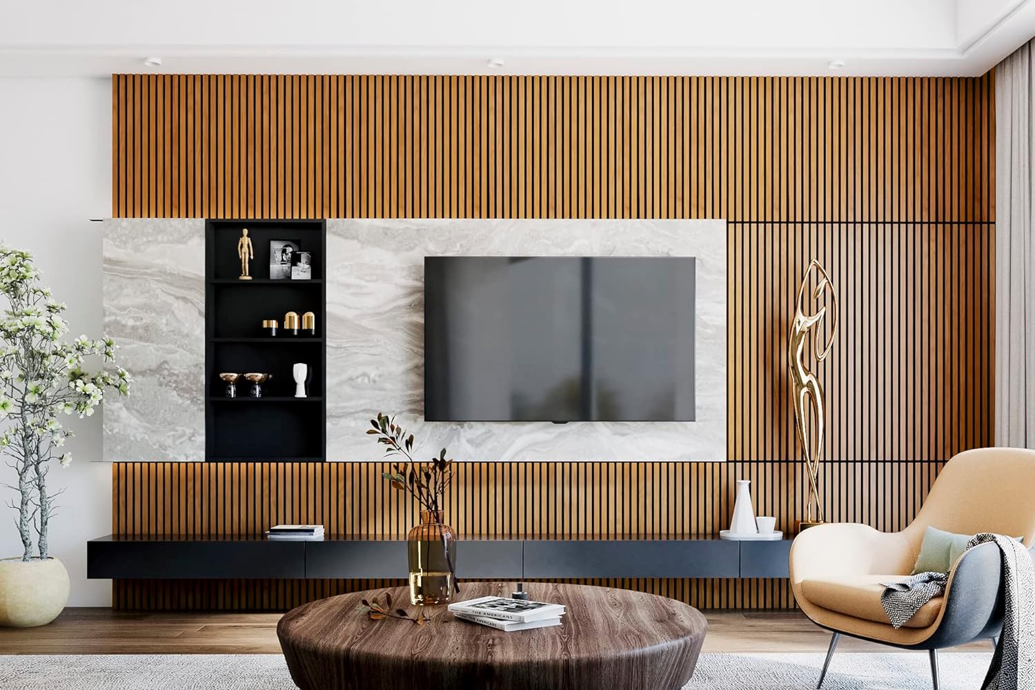 Sound Proofing Modern Design Superior Quality Wall Acoustic Slat Luxury TV Background Panels