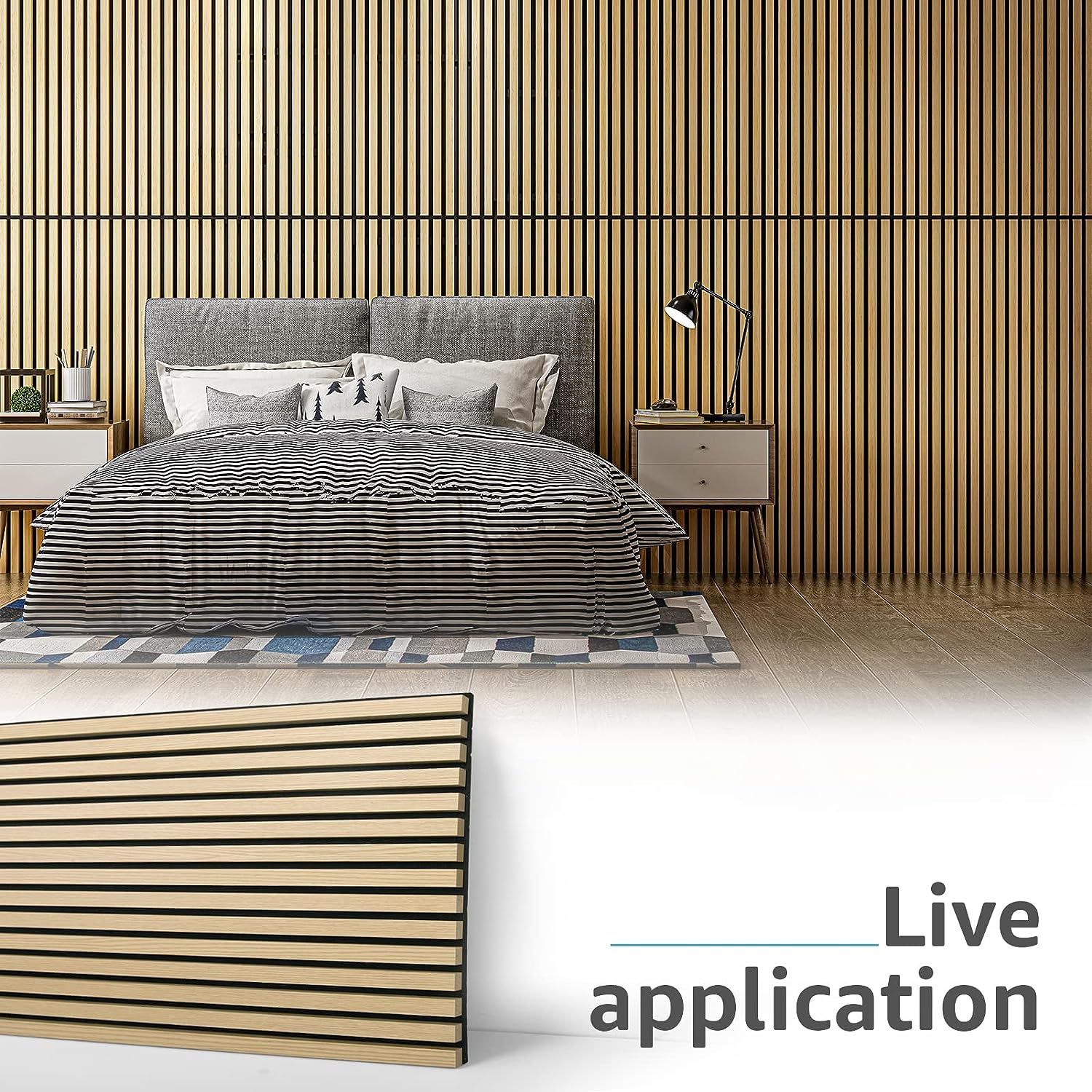 Smoked Walnut Natural Color Wooden Soundproof Slat Acoustic Panel