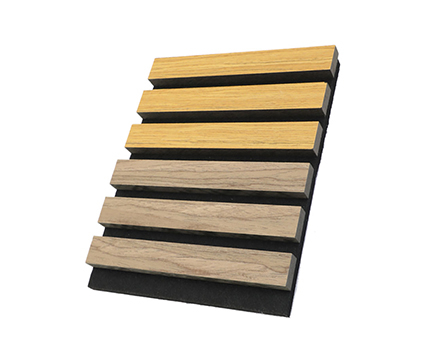 Wood Veneer Polyester Black Backing Wall Slat Acoustic Panel