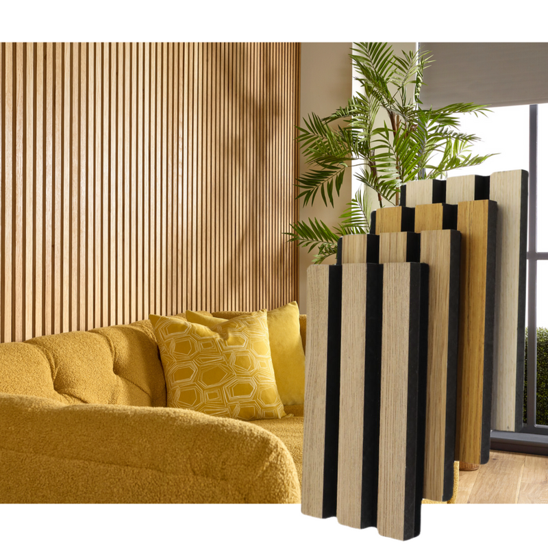 Eco-Friendly MDF Polyester Wood Veneer Slatted Wall Acoustic Panel