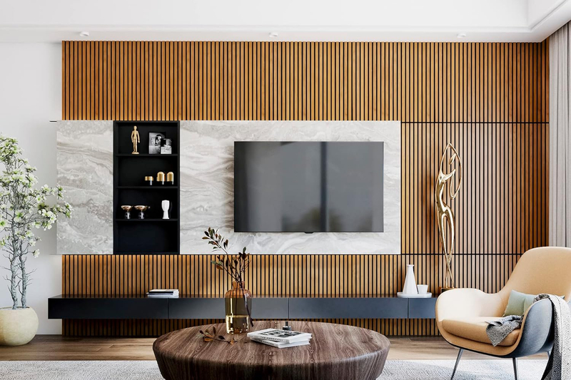 280 x 60cm Natural Warm Oak MDF Veneer Acoustic Slat Wood Panels