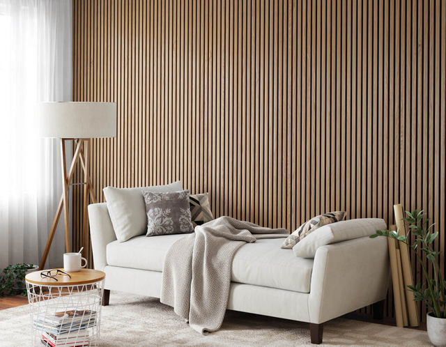 3D Fluted Soundproofing Back with Polyester Acoustic Slat Wood Wall Panel