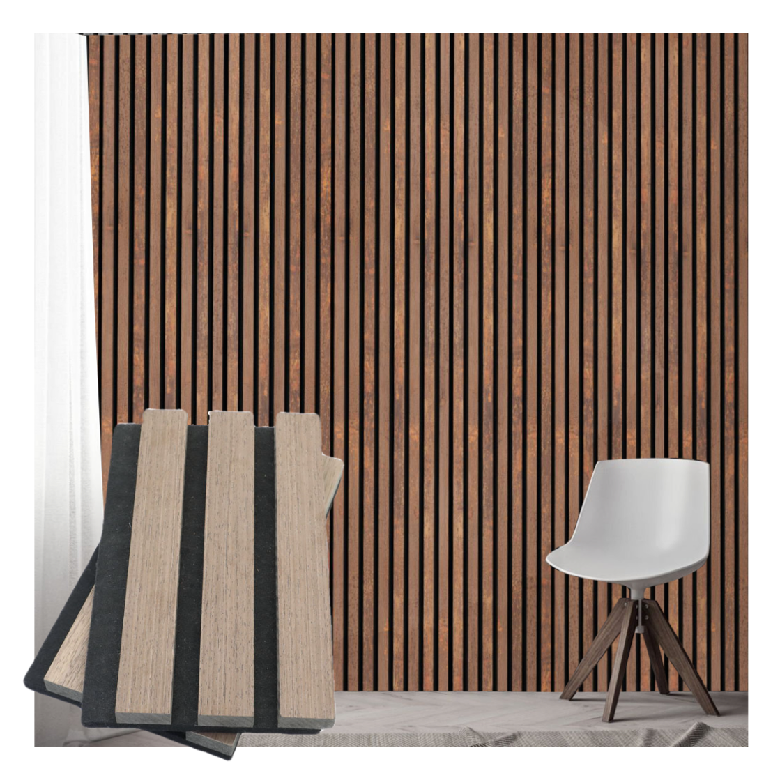 European Basic Eco-Friendly Polyester Fiber Soundproofing Slat Wooden Wall Acoustic Panel