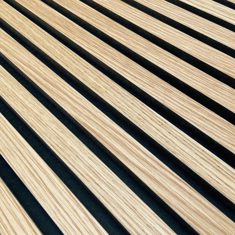 Decorative Slat Wooden Wall Panels With Acoustic PET Sound Proofing Panel