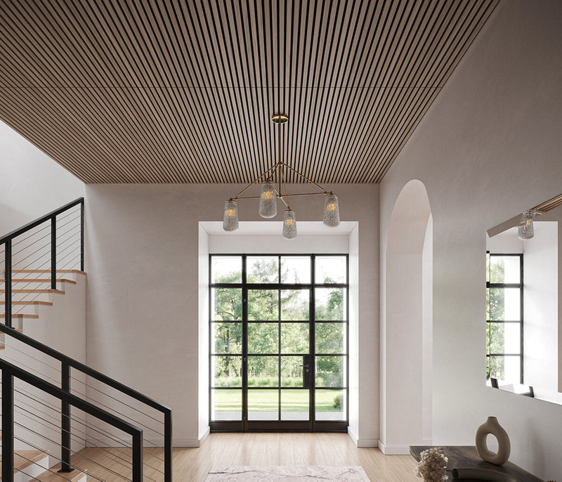Slat Wall Covering MDF Wood Veneer Pet Acoustic Slatted Wooden Ceiling Panel