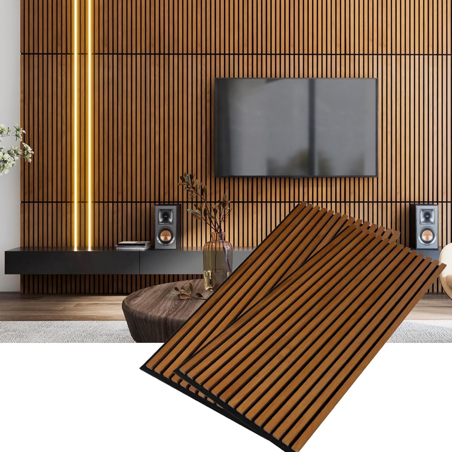 Vigor 3D Soundproof Buliding Material Polyester Felt Backing Wood Slat Acoustic Panel