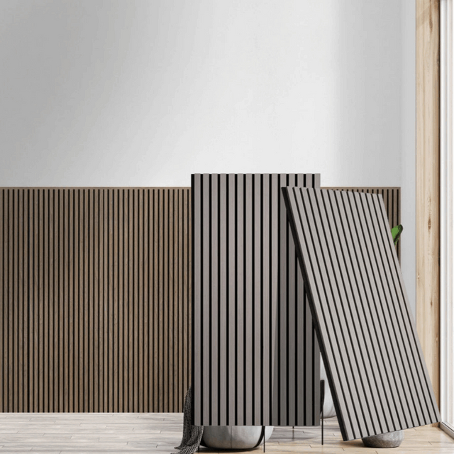 Apartment Interior Wall and Ceiling Soundproof Pet Wood Veneer Slatted Acoustic Panel