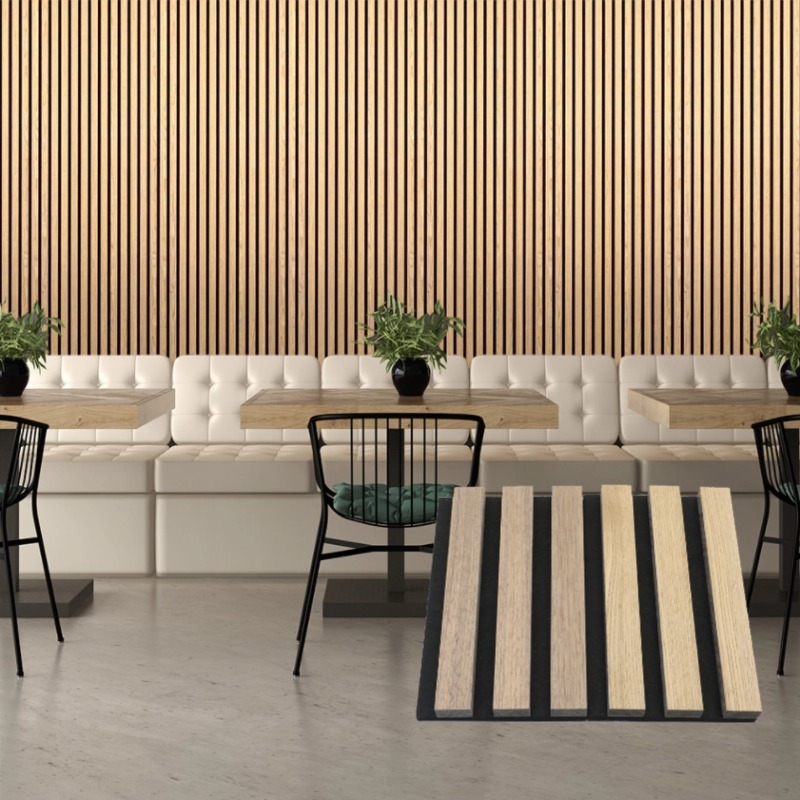 Vigor Hot Sale Interior Decorative Polyester Material Slat Wood Panels Fluted Wall Panel