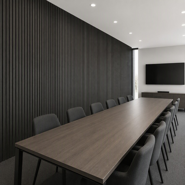 Eco Friendly Wood Slat Acoustic Panel PET Felt Backed Sound Absorbing Wall Board for Living Room Bedroom Decor