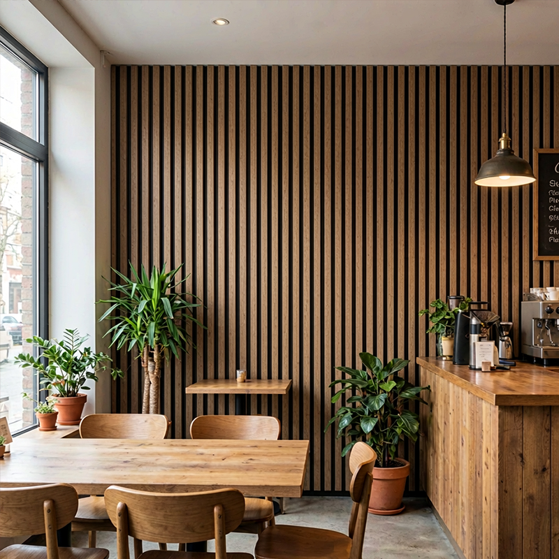 Pet Felt Base Wood Slat Acoustic Panel Sound Absorption Wooden Slats Wall Panel for Hotel Lobby