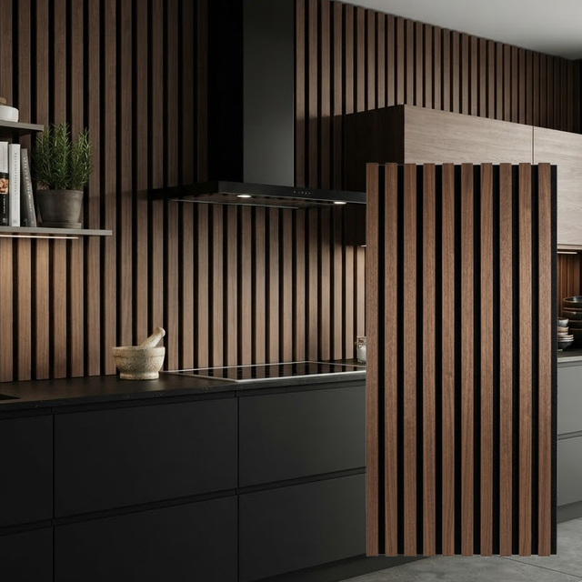 Wholesale Wood Slat Acoustic Panel High Density Soundproof Wooden Wall Board Decorative Slatted Panel for Commercial Space