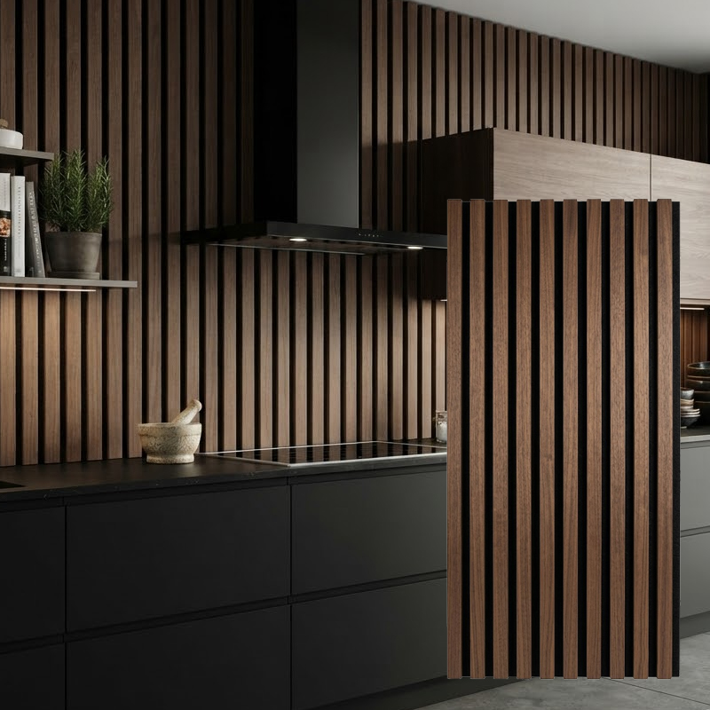 Wholesale Wood Slat Acoustic Panel High Density Soundproof Wooden Wall Board Decorative Slatted Panel for Commercial Space