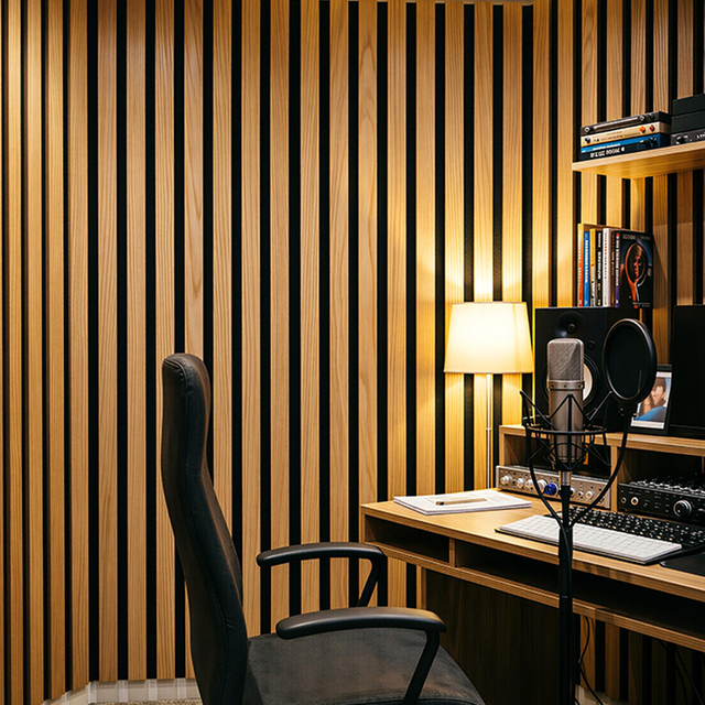 Eco-friendly Wood Slat Acoustic Panel Sustainable PET Fiber Backing