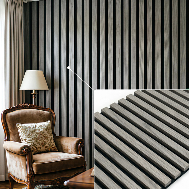 Eco Friendly Wood Veneer Acoustic Slat Wall Panels & Sound Absorbing Insulation Boards for Office & Home Theater Decoration