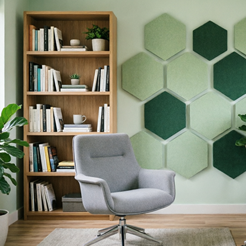 Decorative Polyester Fiber Acoustic Wall Panel Hexagon Sound Absorbing Tile