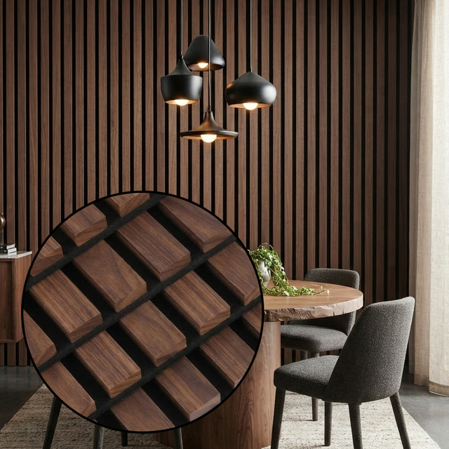 Wood Slat Acoustic Panel Black MDF Core Decorative Slatted Acoustic Board Sound Absorbing Wooden Panel for Auditorium Wall