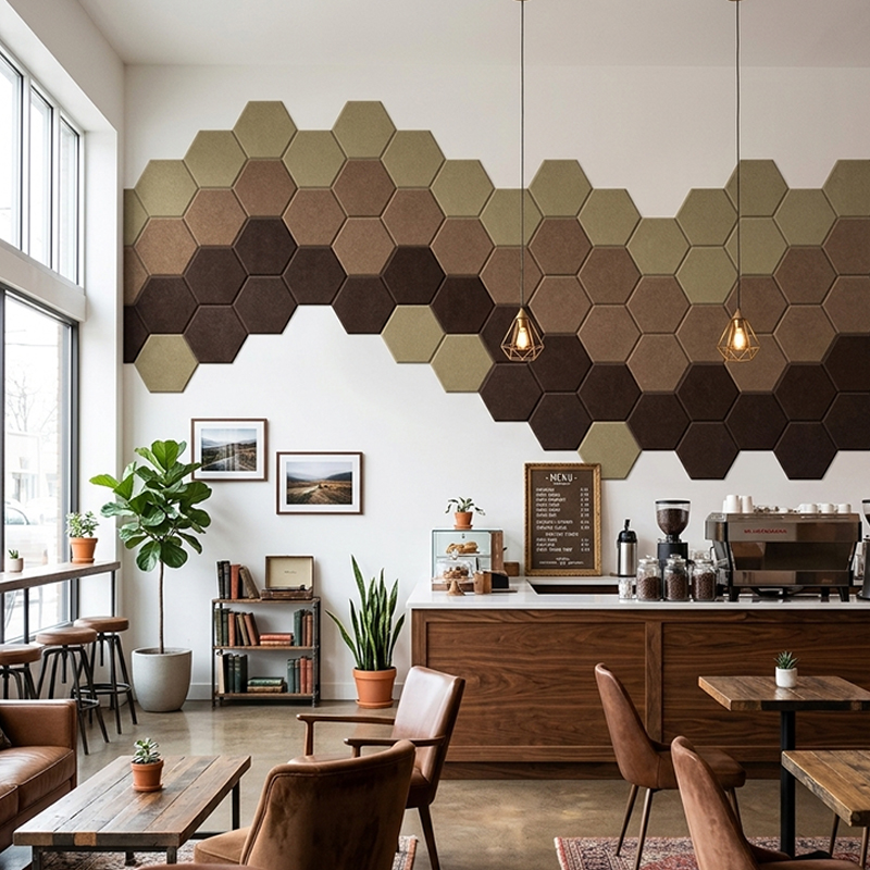 Decorative Polyester Fiber Acoustic Wall Panel Hexagon Sound Absorbing Tile